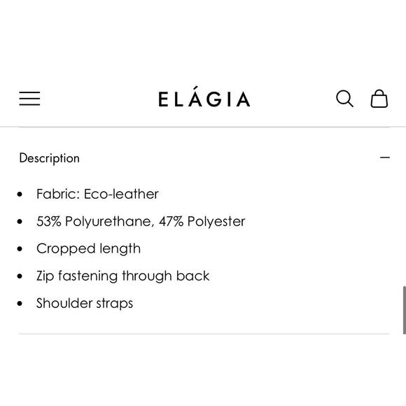 Elagia Womens Beige Vegan Leather Crop Top, Size Small, NWT - Picture 10 of 11